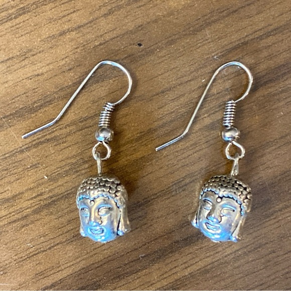 Sterling Silver Buddha Head Dangle 3D Earrings NEW - Picture 11 of 11